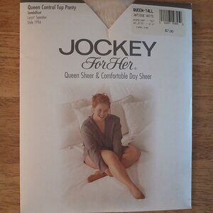 JOCKEY FOR HER antique white queen tall control top panty sandalfoot  - NEW
